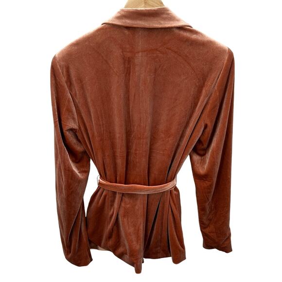 VILA Vialiana Peach Collared Tie Waist Velvet Blazer // S - Picture 8 of 8
